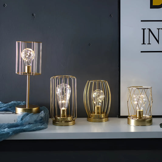 Geometric shaped iron decorative light ornament with metallic finish in Nordic style.