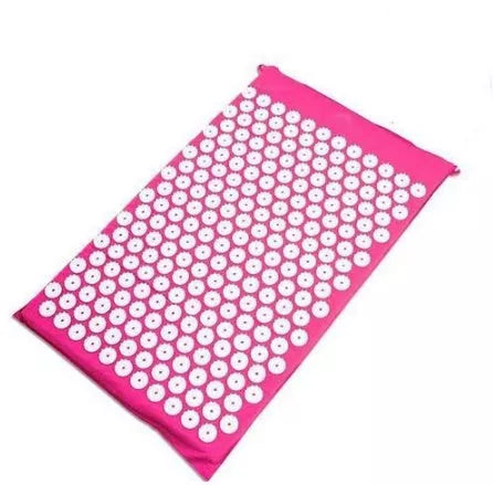 Acupuncture yoga cushion and pillow set with 210 pins for muscle relief, available in multiple colors.