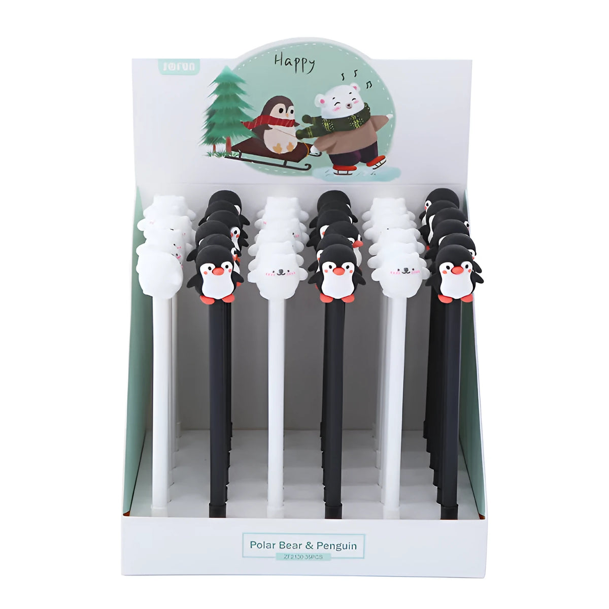 Korean cartoon penguin silicone gel pen in peacock blue colour with 0.5mm black ink.