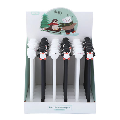 Korean cartoon penguin silicone gel pen in peacock blue colour with 0.5mm black ink.