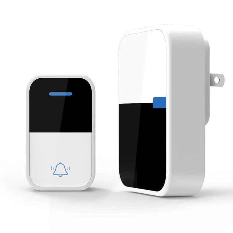 White plastic wireless doorbell receiver and beeper with self-generating power, 150m range