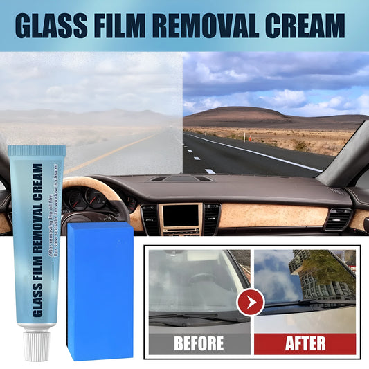 Blue car glass oil film remover bar and sponge brush for decontamination and hydrophobic treatment