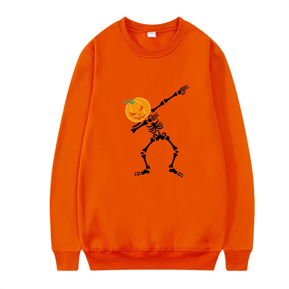 Women's printed crew neck long-sleeve top in black, red, yellow, white, or orange red colours