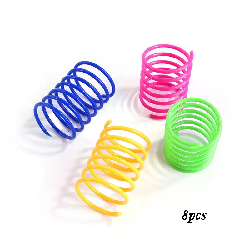 Colourful plastic coil spring cat toys in mixed colours for kittens and adult cats
