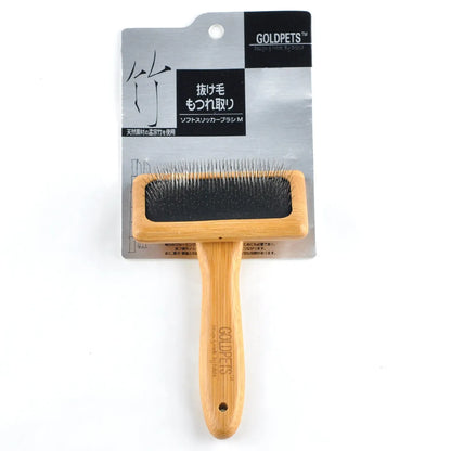 Bamboo air cushion pet comb with steel pins, Mengzong bamboo handle, sizes S M L