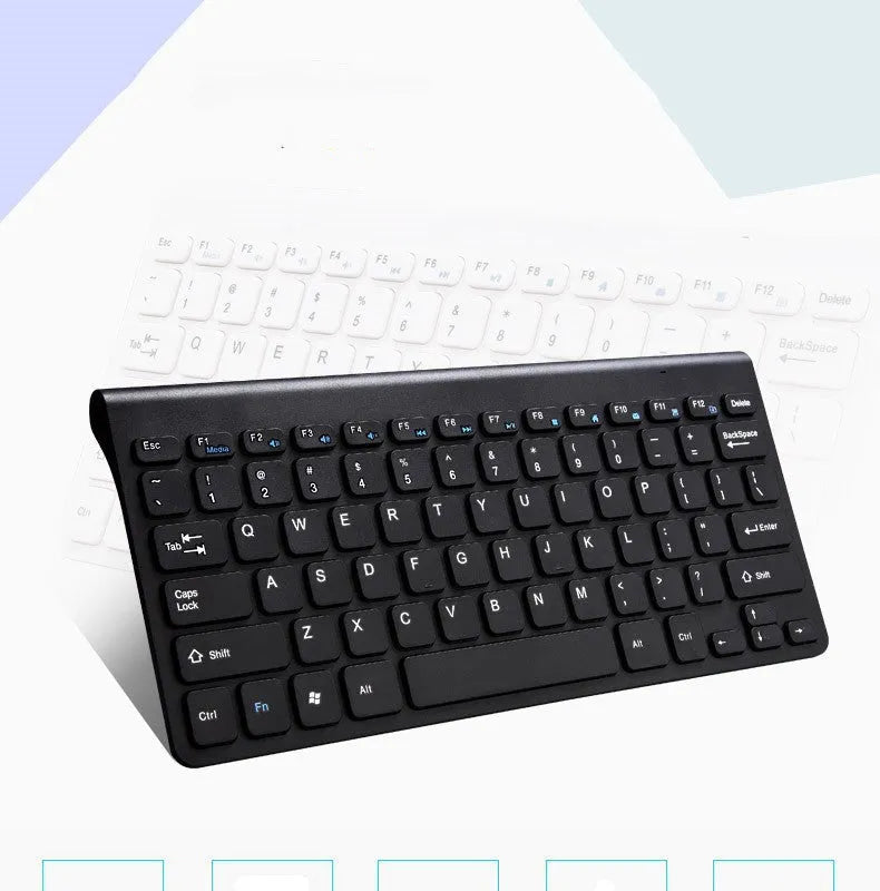 Wireless mouse and keyboard set with 10-metre 4G operating range and 78-key keyboard in black or white, suitable for home or office computing tasks requiring extended range and low-power sleep mode