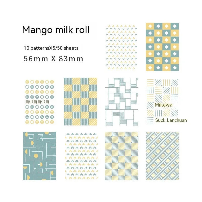 Retro collage note paper set with 50 pieces in dessert colours including Red Plum Cheese and Caramel Puff