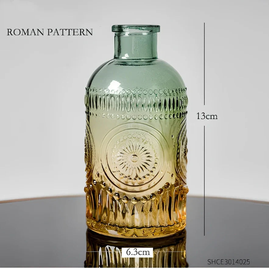 Electroplated colourful glass vase with thicker bottom in multiple sizes from 13cm to 22cm height