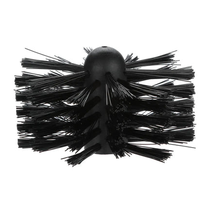 Flexible nylon brush for cleaning inside dryer pipes and range hood ducts, showing brush head and long pole