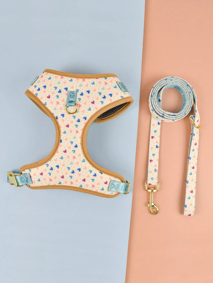 Polyester chest-back dog haulage harness in blue ice cream colour for medium/large breeds.