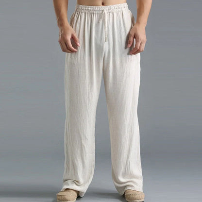 Men's breathable linen loose casual sports pants in various colors