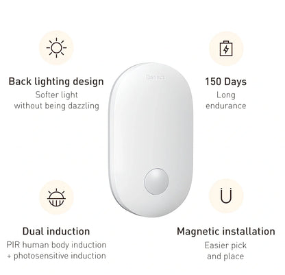 Human induction home light with magnetic base showing back lighting ring design and compact 108mm size