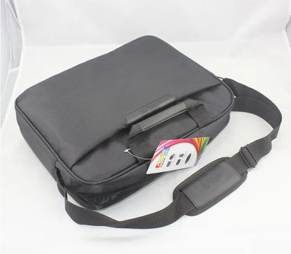 Black 15.6 inch nylon laptop shoulder bag with zipper and computer pocket