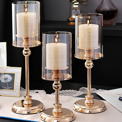 Champagne electroplated metal candlestick with 12cm diameter, French king colour, 8cm candle base