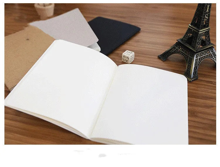 Retro plain graffiti sketchbook in black, white, cowhide colour, or grey with soft-text paper pages.