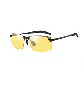 Men's driving glasses with color-changing polarized lenses in various frame colors