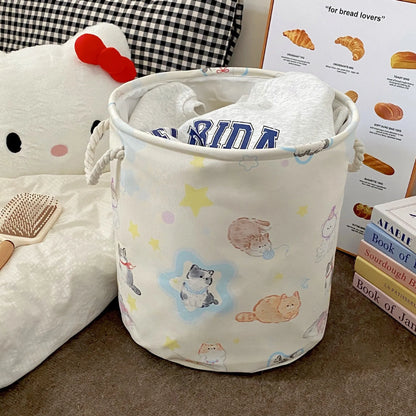 Foldable cotton laundry basket in modern simplicity design with large capacity for bedroom storage