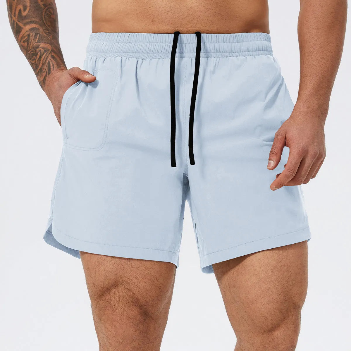 Men's black moisture-wicking nylon sports shorts for basketball, tennis, and running