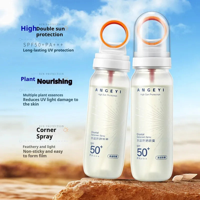 SPF50 crystal sunscreen spray in 90ml container for military training UV protection