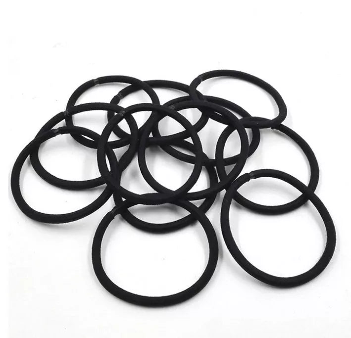100Pcs Black Elastic Hair Bands for secure and gentle hair styling