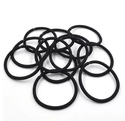 100Pcs Black Elastic Hair Bands for secure and gentle hair styling