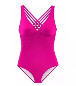 Deep V backless one-piece swimsuit in solid colors with high elasticity and quick-dry features