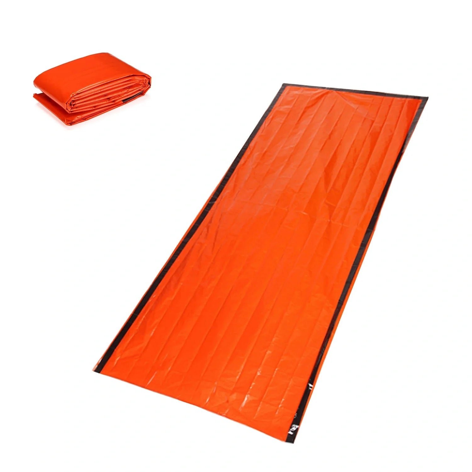 Orange First-aid Tent Insulation Mat reflecting sunlight, ready for emergency use