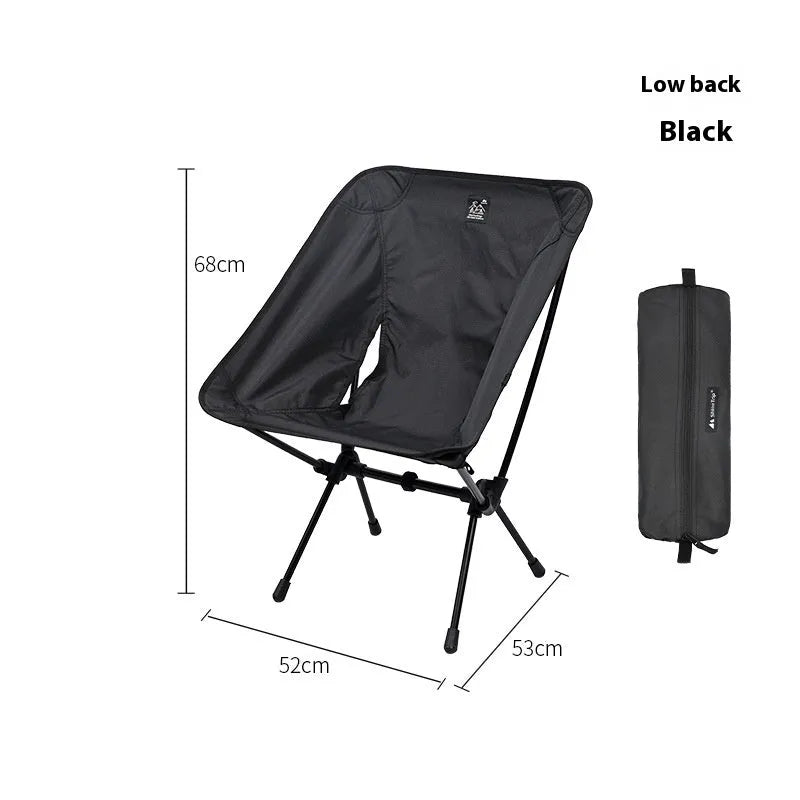 Aluminium alloy folding moon chair in outdoor setting with Oxford cloth seating and foldable frame