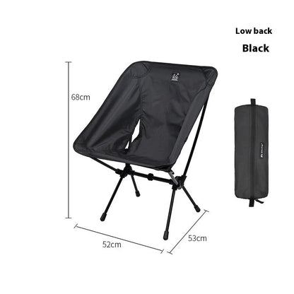 Aluminium alloy folding moon chair in outdoor setting with Oxford cloth seating and foldable frame