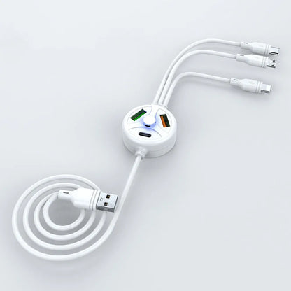 PDPVC mobile phone charging cable with multiple USB connectors and 1.2m length