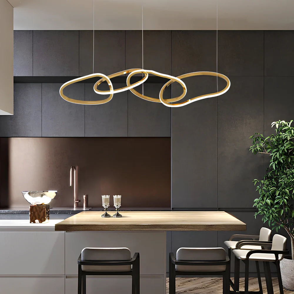 Postmodern minimalist dining chandelier with rattan and glass LED lighting