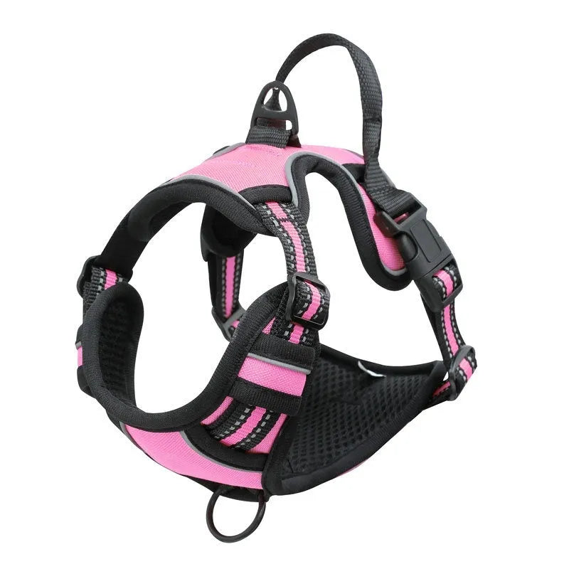 Adjustable dog chest strap lead made from Oxford cloth, shown in one of eight available colours.