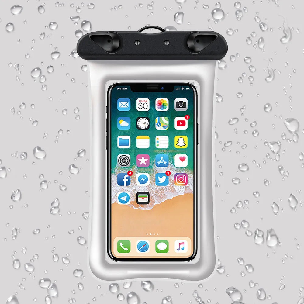 Double airbag mobile phone waterproof bag in various colours with 45cm rope and ABS switch