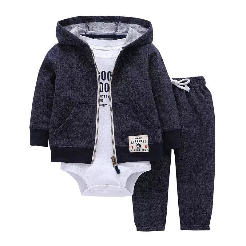Infant cotton long sleeve hoodie with zipper closure in various colors