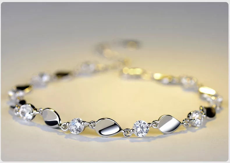 Jane Eyre diamond-encrusted 925 sterling silver bracelet with adjustable chain