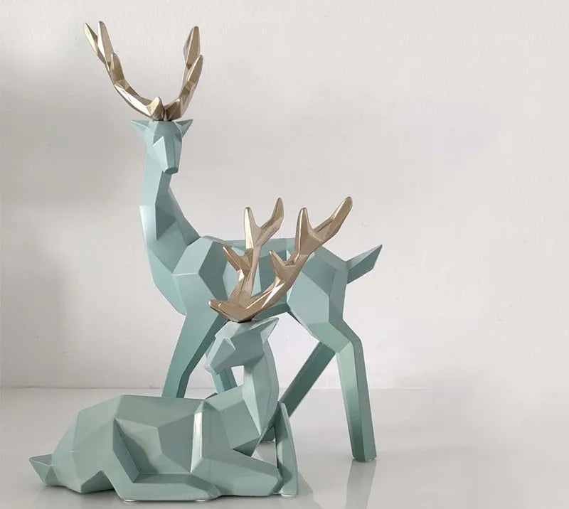 Modern resin deer sculpture decoration in simple contemporary style with animal figurine design