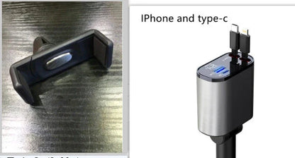 A sleek, metal 100W car charger with USB and Type-C ports for fast charging on the go