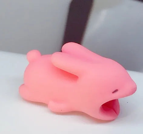 Silicone animal-shaped cable protector for Apple iPhone lightning charging cable.