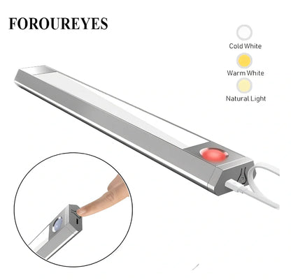 Wireless motion sensor LED light showing compact design and three colour temperature settings