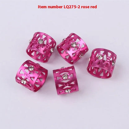 Aluminium wig decoration hair ring with hollow jeweled design in multiple colour options