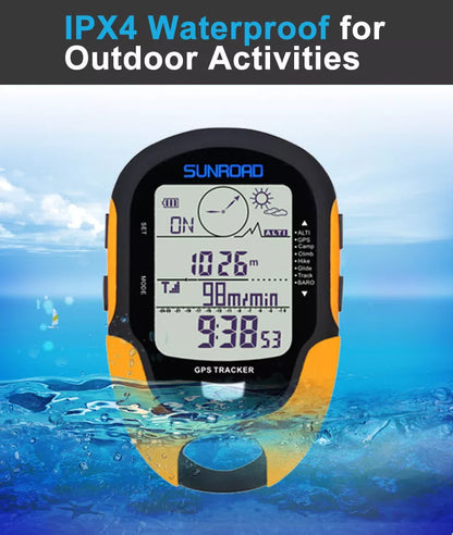 Yellow Outdoor Navigation Altimeter with air pressure display and electronic compass