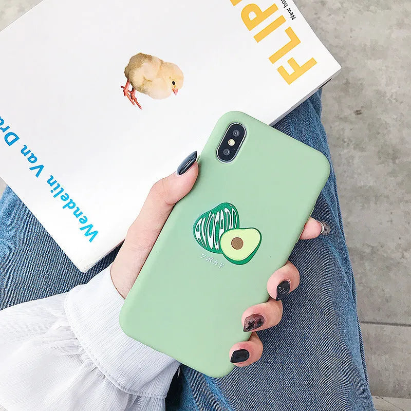 Avocado cartoon design TPU phone case for iPhone with precise cutouts