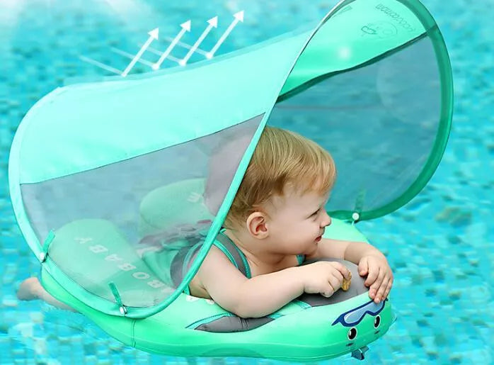 Baby Swimming Ring Floats with UPF 50+ sunshade for safe outdoor swimming