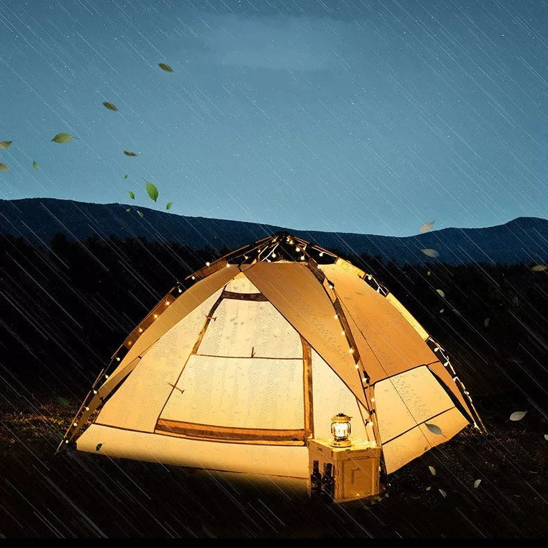 Automatic pop-open camping tent with sunscreen and rain protection