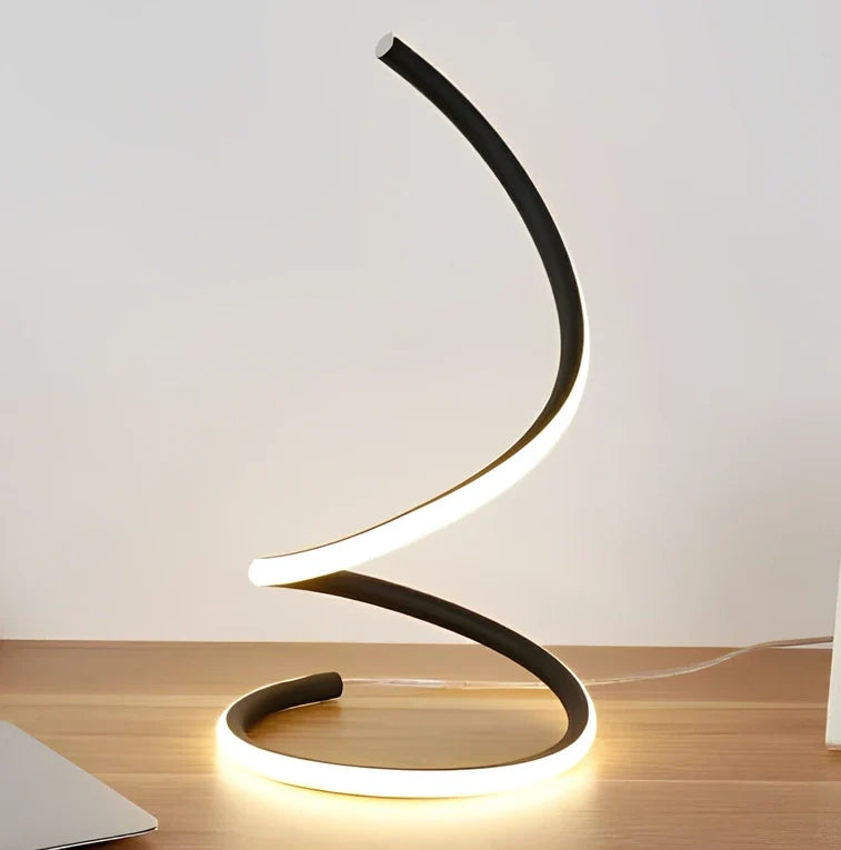 Modern black LED table lamp 35cm tall with infinite dimming, iron base, PC shade for 12W light in 5-20 sqm rooms