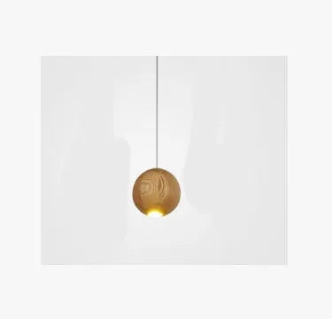 Nordic wood ball chandelier with adjustable height showing wood construction and spherical design