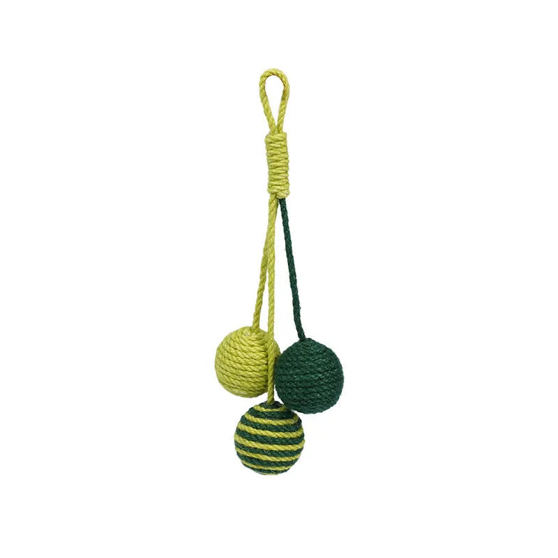 Cat toy set showing a colourful teaser stick and a bite-resistant catnip ball on a white background.