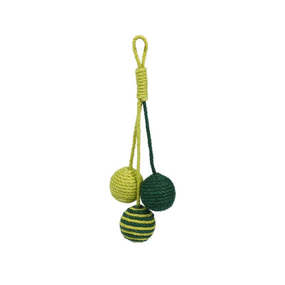 Cat toy set showing a colourful teaser stick and a bite-resistant catnip ball on a white background.