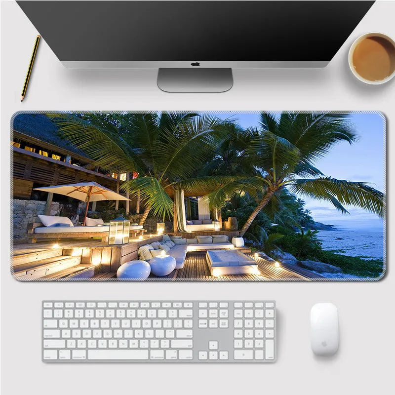 Large landscape mouse mat in rubber and cloth, lock thickened, anti-slip, 300x700mm to 400x900mm.