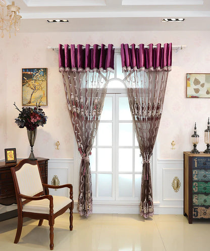 Italian flannel embossed embroidered window screen with plant patterns and full shading capability